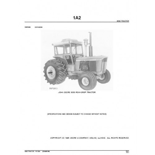 PARTS MANUAL FOR JOHN DEERE 60 TRACTOR CATALOG EXPLODED VIEWS NUMBERS  ASSEMBLY
